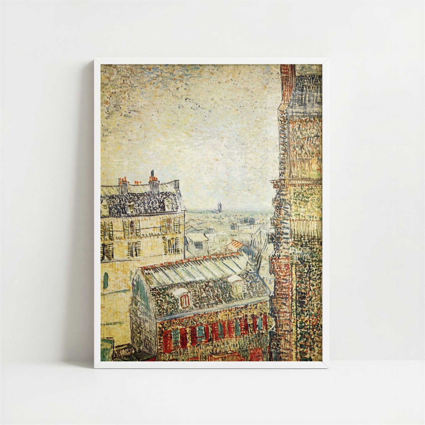 View across Paris from Vincent's Room (1887) by Van Gogh – Art Print - Art print in white frame