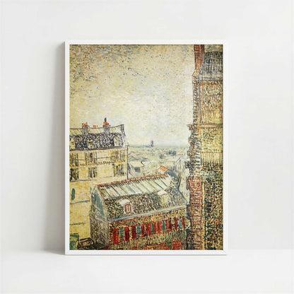 View across Paris from Vincent's Room (1887) by Van Gogh – Art Print - Art print in white frame