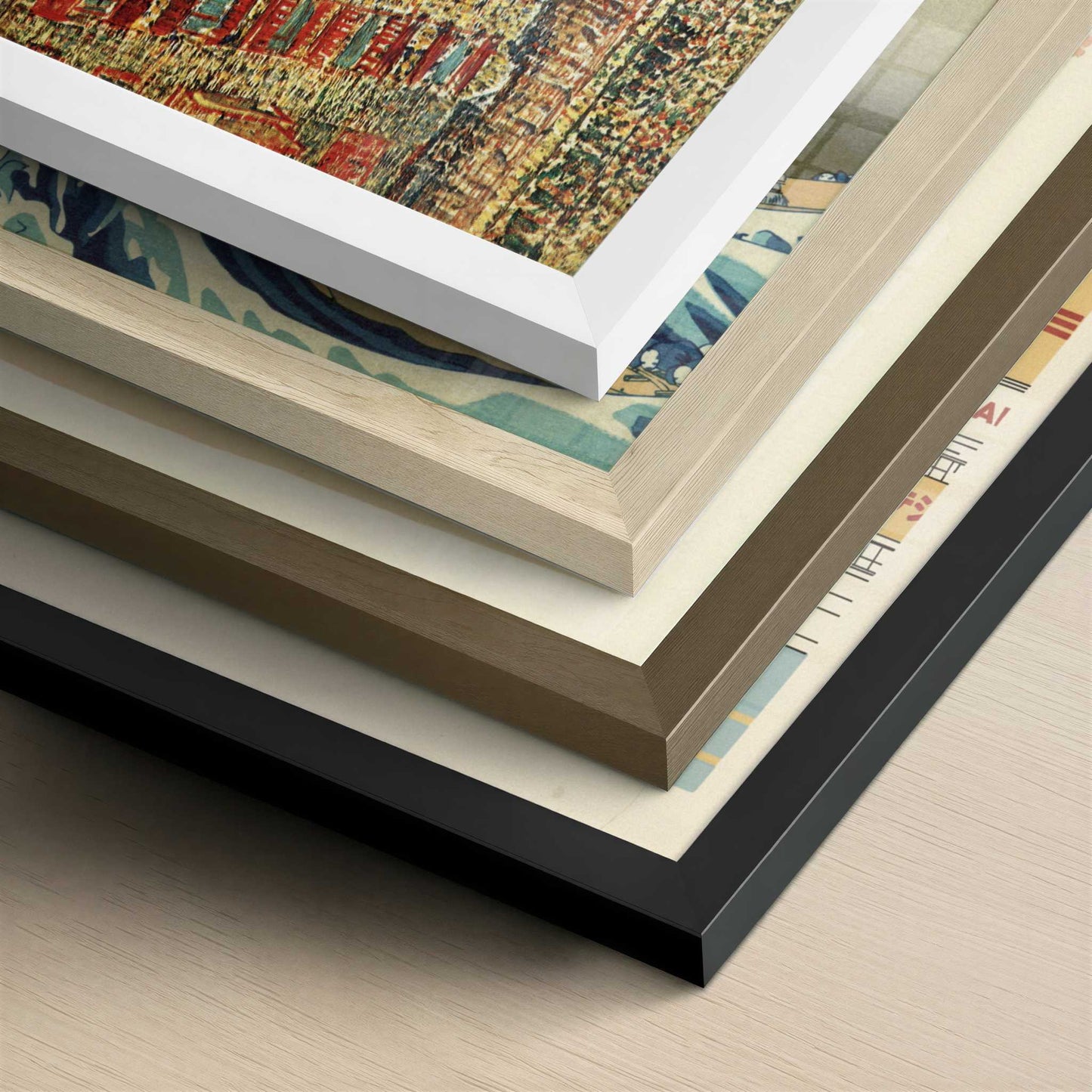 View across Paris from Vincent's Room (1887) by Van Gogh – Art Print - Close-up detail of the different frames