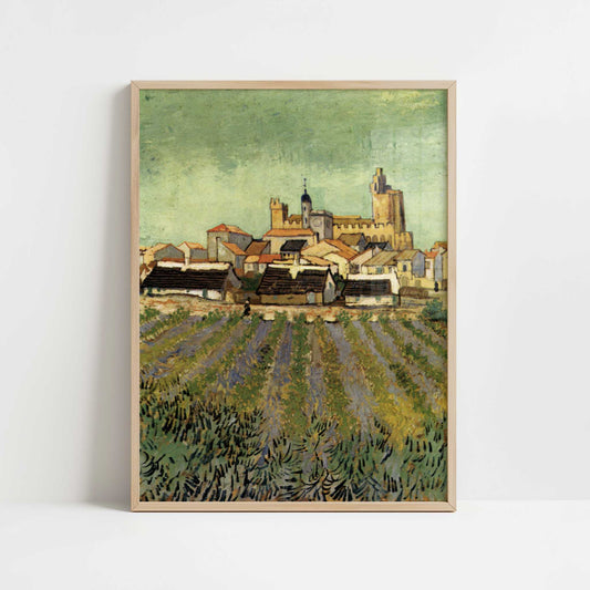 View of Saintes-Maries (1888) by Vincent van Gogh – Art Print - Art print in oak frame