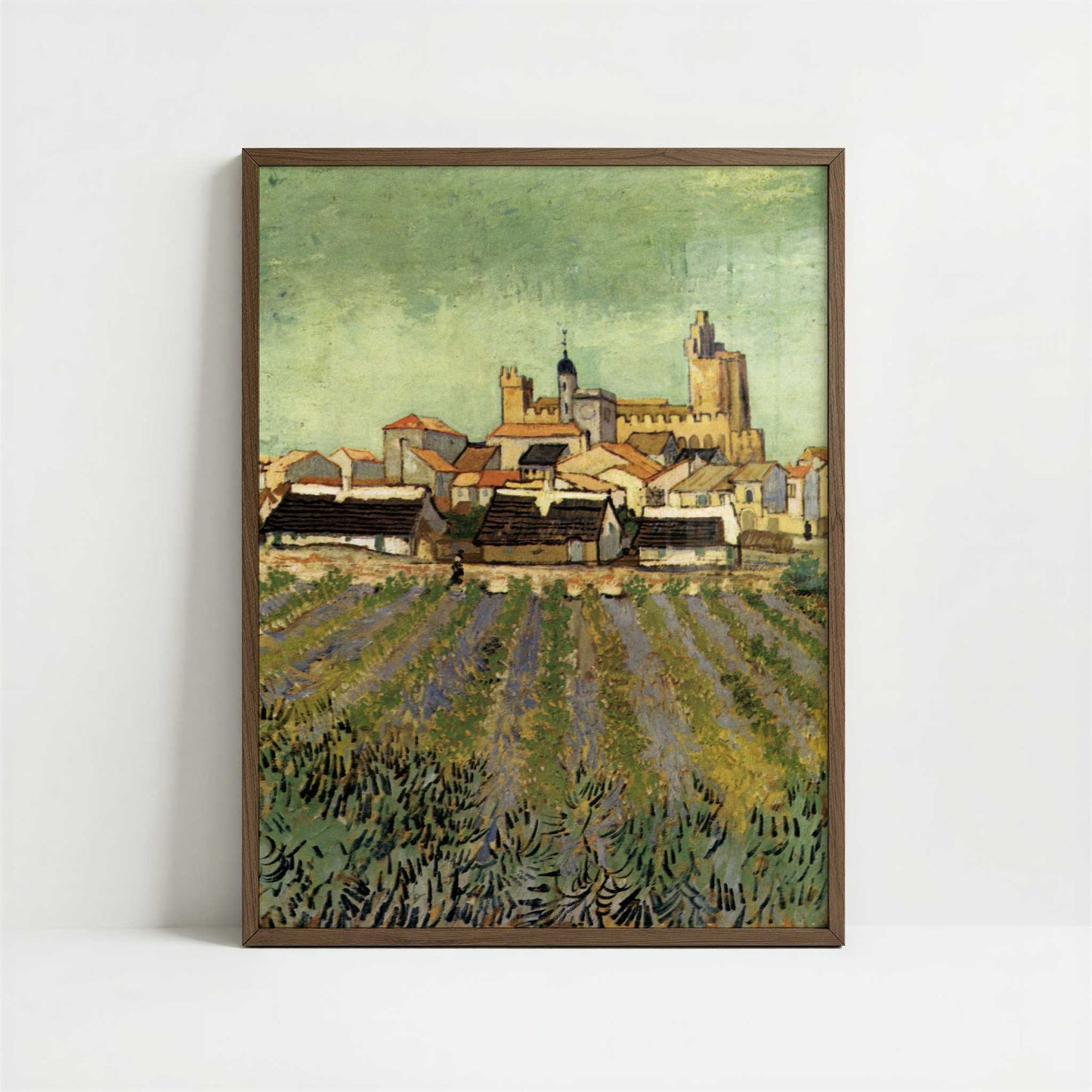 View of Saintes-Maries (1888) by Vincent van Gogh – Art Print - Art print in dark wood frame