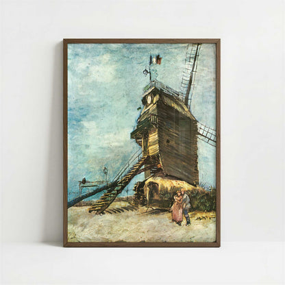 Windmill de la Galette (1886–87) by Van Gogh – Art Print - Art print in dark wood frame