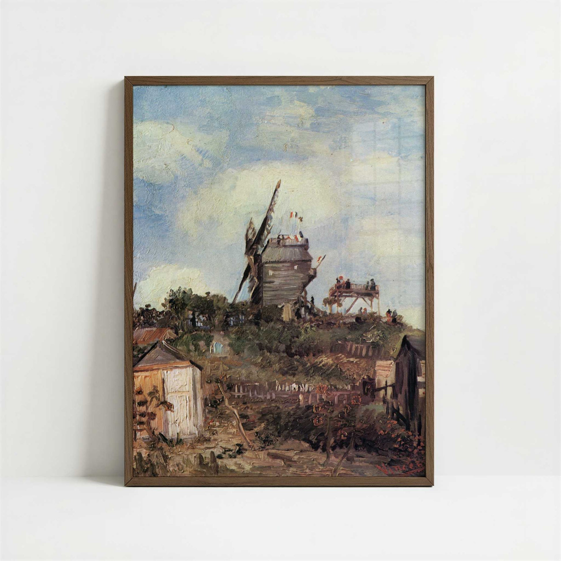 Windmill de la Galette (1886) by Vincent van Gogh – Art Print - Art print in dark wood frame