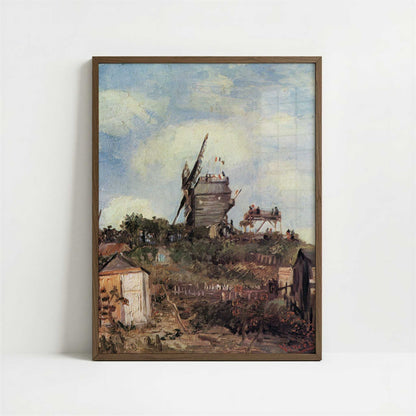 Windmill de la Galette (1886) by Vincent van Gogh – Art Print - Art print in dark wood frame