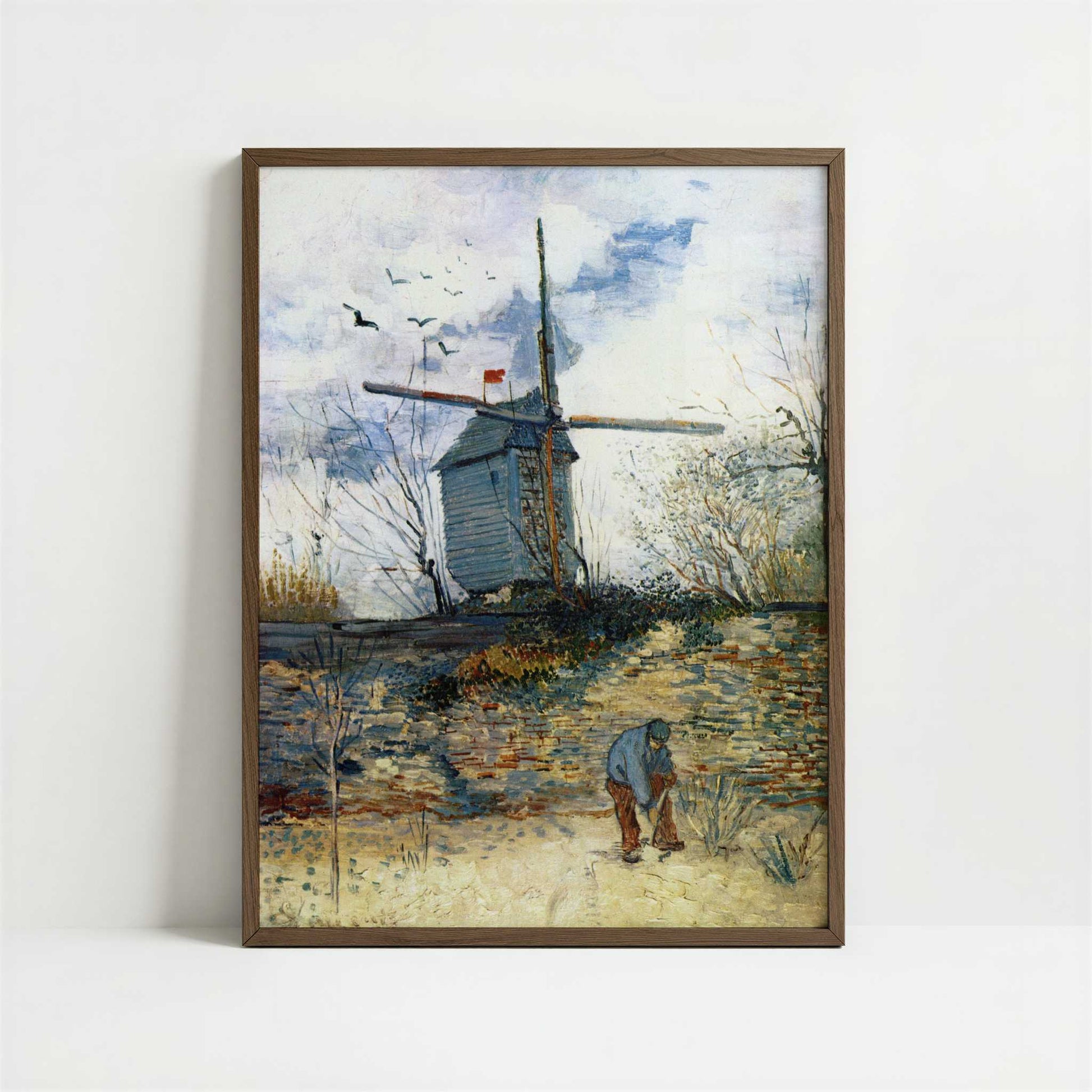 Windmill on Montmartre (1887) by Van Gogh – Art Print - Art print in dark wood frame