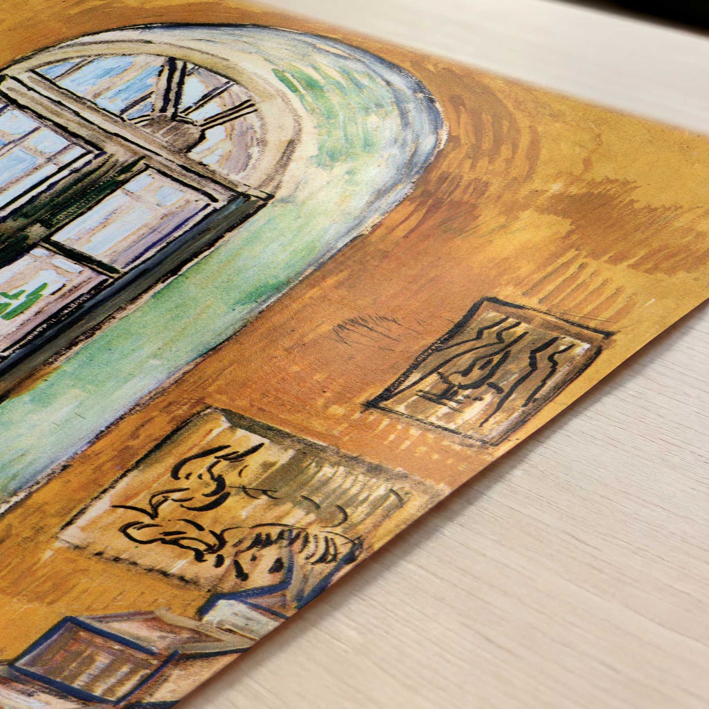 Window of Vincent's Room at Hospital (1890) by Van Gogh – Art Print - Close-up detail of the art print