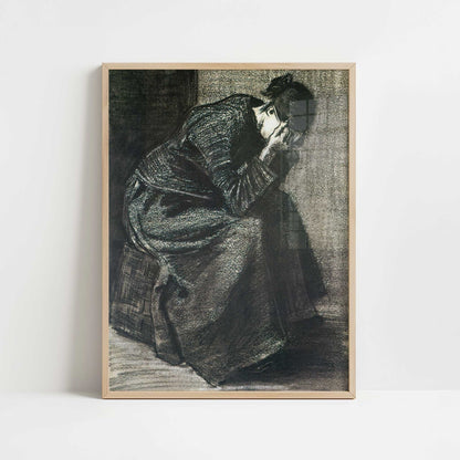 Woman with Head in Hands (1883) by Vincent van Gogh – Art Print - Art print in oak frame