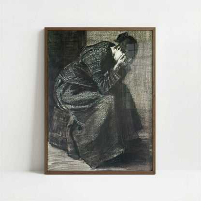 Woman with Head in Hands (1883) by Vincent van Gogh – Art Print - Art print in dark wood frame