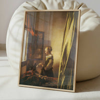 A Girl Reading a Letter (1657) by Johannes Vermeer – Art Print - Interior inspiration