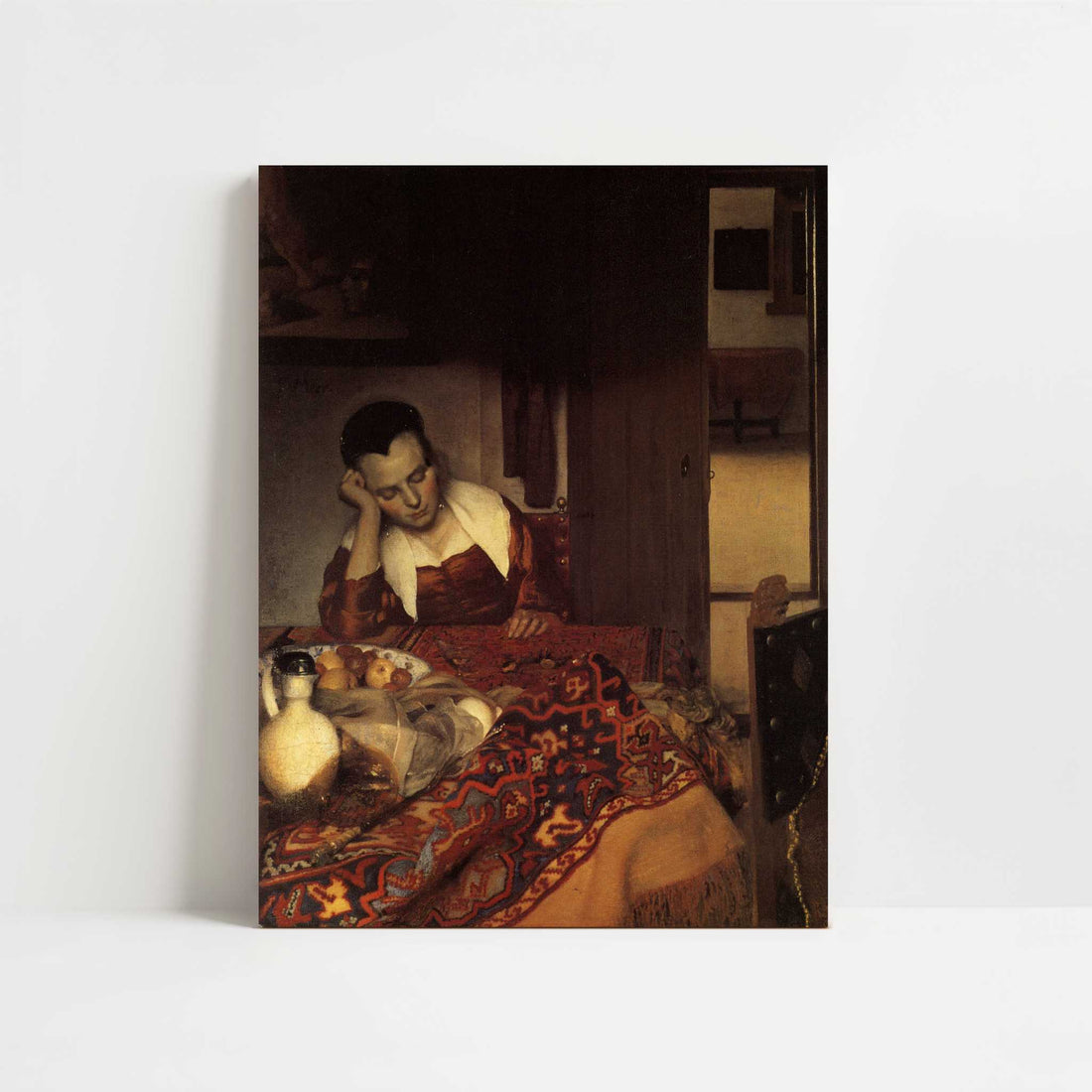 A Woman Asleep (1657) by Johannes Vermeer – Art Print - Unframed art print