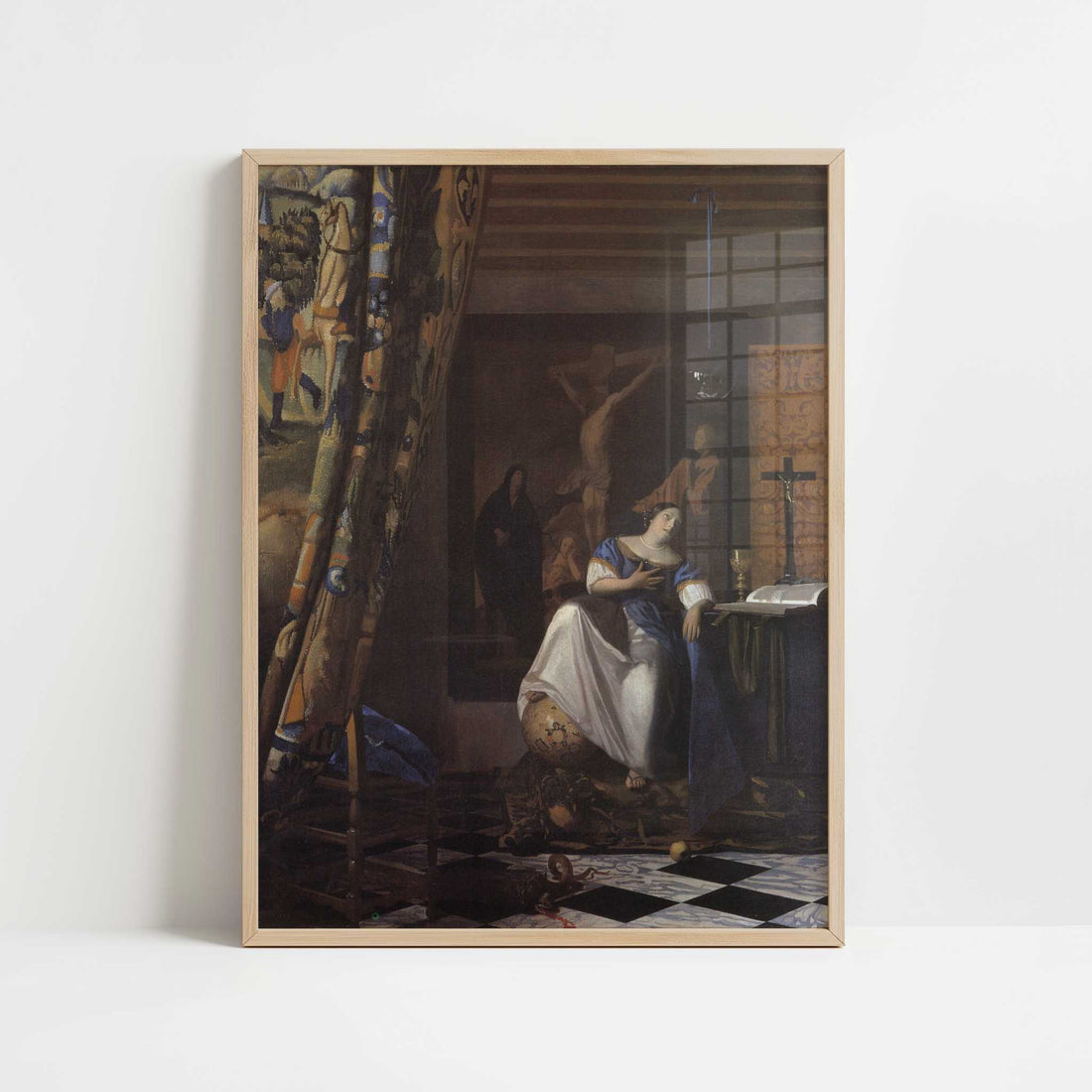 Allegory of Faith (c.1671-74) by Johannes Vermeer – Art Print - Art print in oak frame