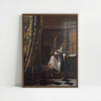 Allegory of Faith (c.1671-74) by Johannes Vermeer – Art Print - Art print in dark wood frame