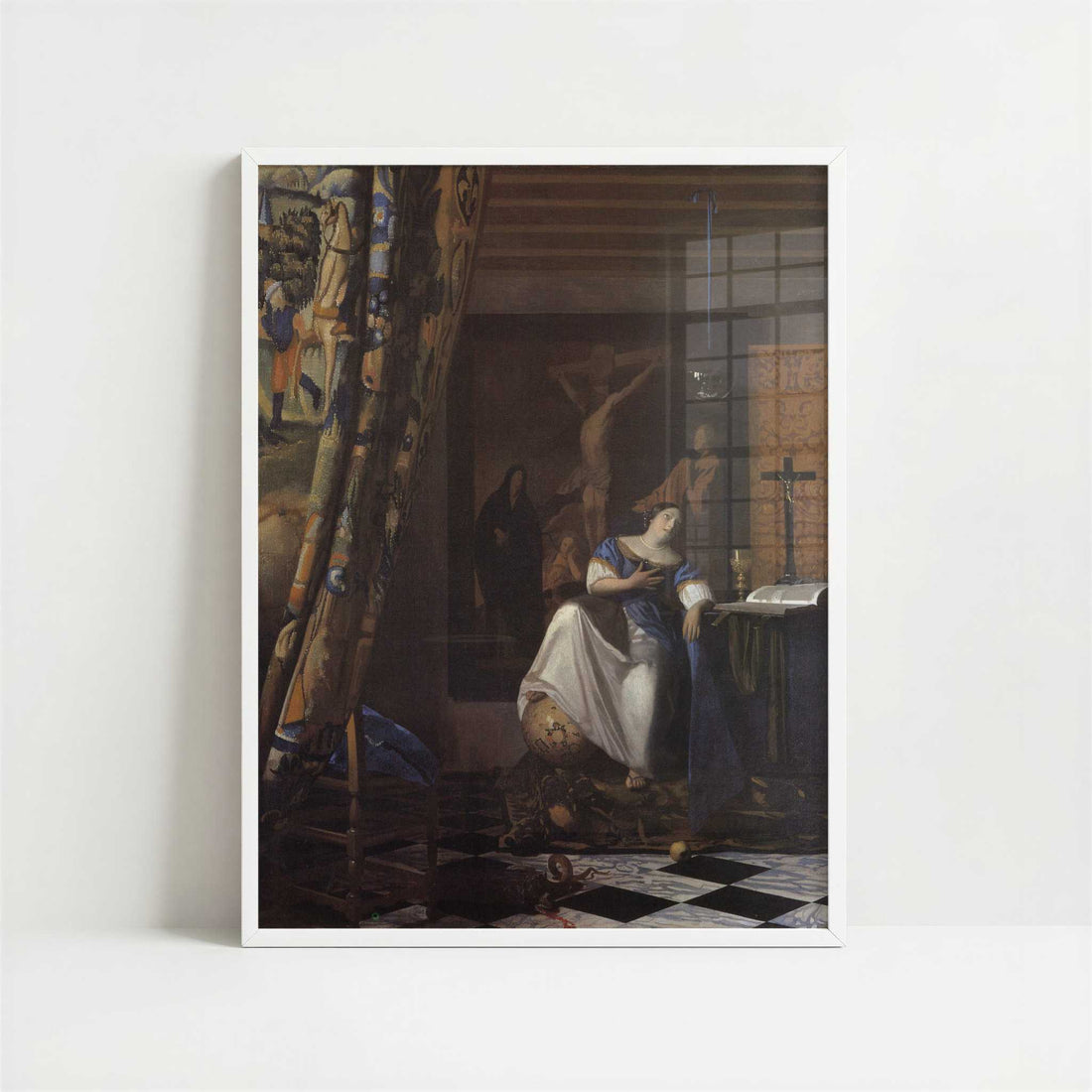 Allegory of Faith (c.1671-74) by Johannes Vermeer – Art Print - Art print in white frame