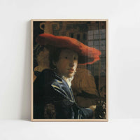 Girl with the Red Hat (1665-66) by Johannes Vermeer – Art Print - Art print in oak frame