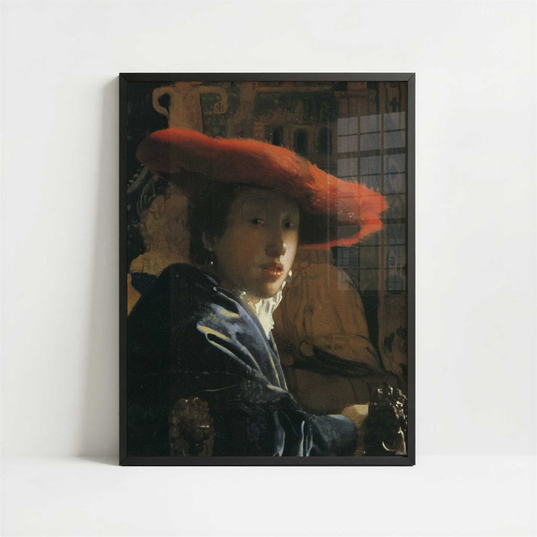 Girl with the Red Hat (1665-66) by Johannes Vermeer – Art Print - Art print in black frame