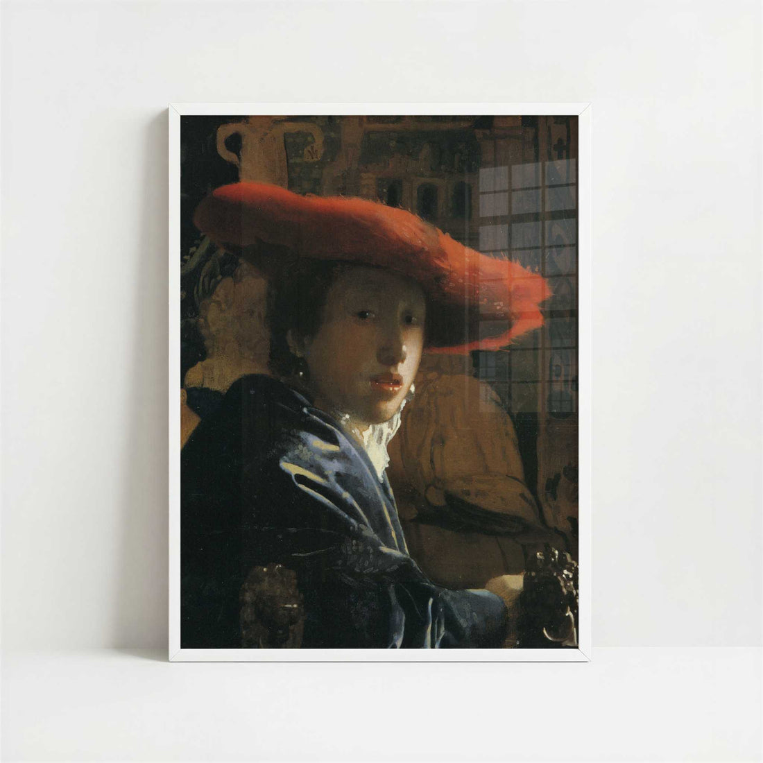 Girl with the Red Hat (1665-66) by Johannes Vermeer – Art Print - Art print in white frame
