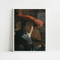 Girl with the Red Hat (1665-66) by Johannes Vermeer – Art Print - Art print in white frame