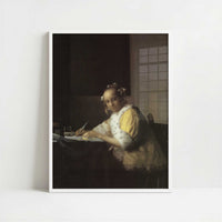 Lady Writing (1665-66) by Johannes Vermeer – Art Print - Art print in white frame