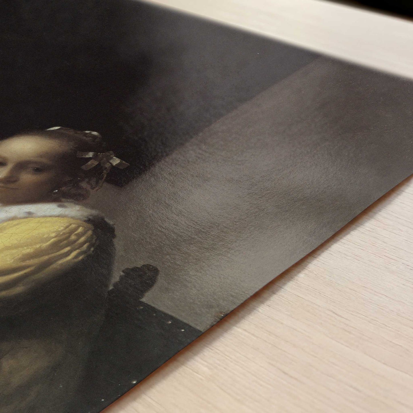 Lady Writing (1665-66) by Johannes Vermeer – Art Print - Close-up detail of the art print