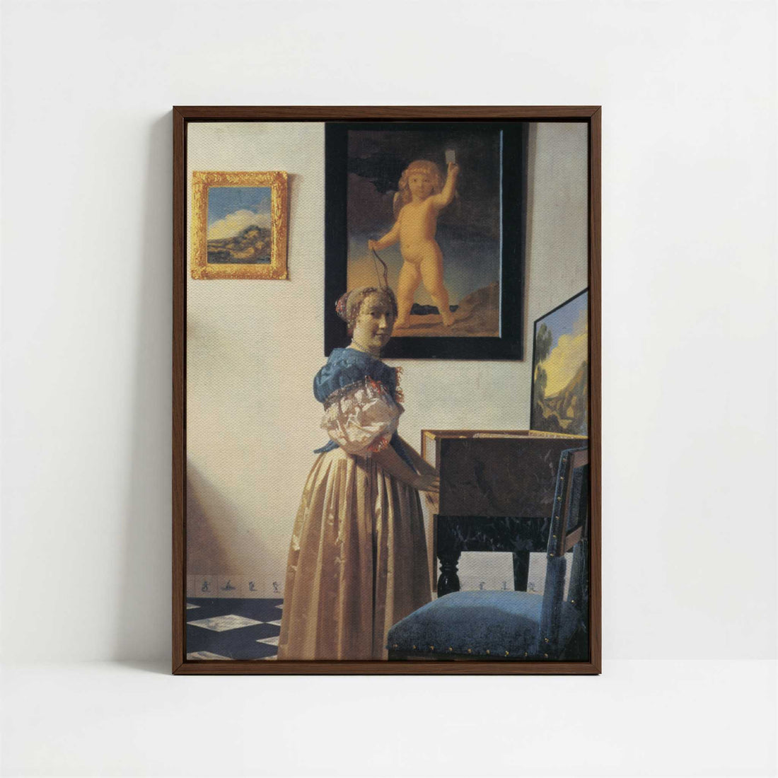 Framed Canvas - Framed canvas in dark wood color frame