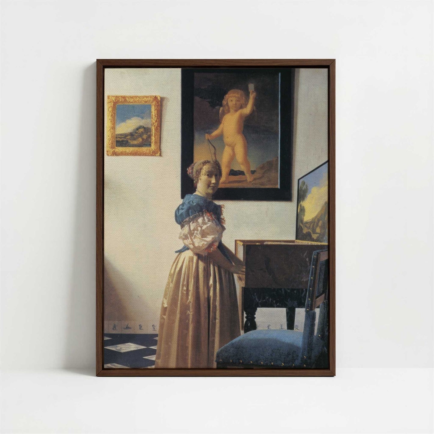 Framed Canvas - Framed canvas in dark wood color frame