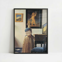 Lady at a Virginal (1672) by Johannes Vermeer – Art Print - Art print in black frame