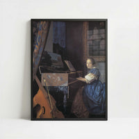 Lady Seated at the Virginal (1675) by Johannes Vermeer – Art Print - Art print in black frame