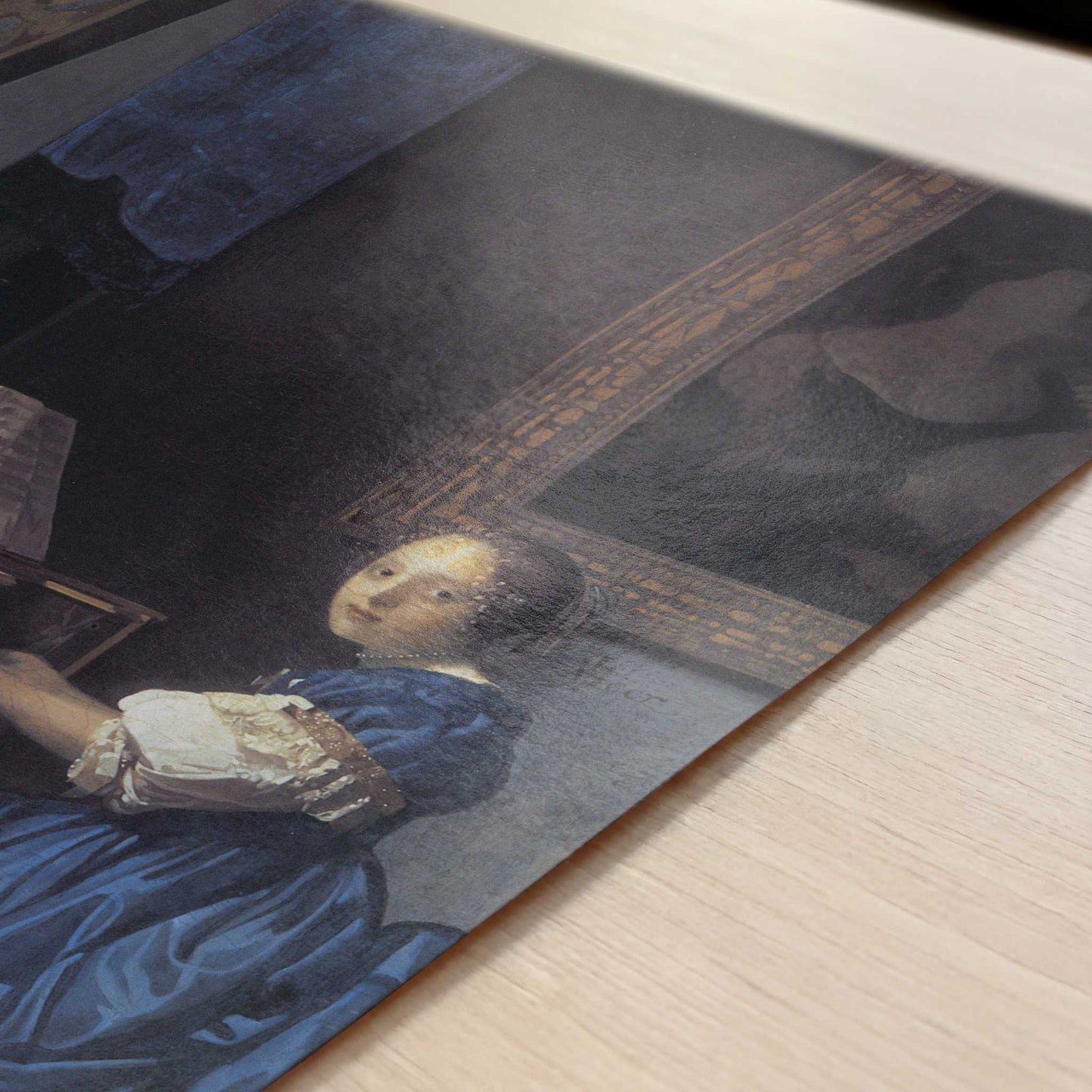 Lady Seated at the Virginal (1675) by Johannes Vermeer – Art Print - Close-up detail of the art print