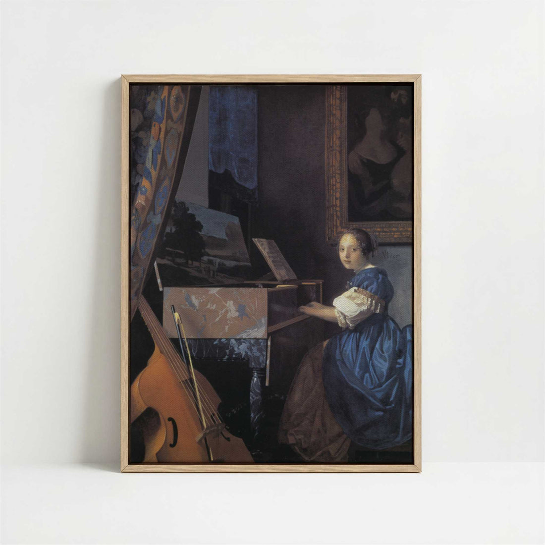 Framed Canvas - Framed canvas in oak color frame