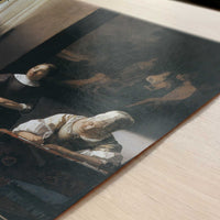 Lady Writing a Letter with Her Maid (c.1670) by Johannes Vermeer – Art Print - Close-up detail of the art print