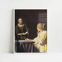 Mistress & Maid (1667–68) by Johannes Vermeer – Art Print - Art print in white frame
