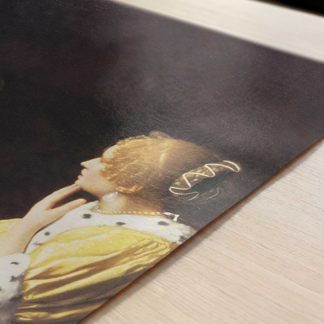 Mistress & Maid (1667–68) by Johannes Vermeer – Art Print - Close-up detail of the art print