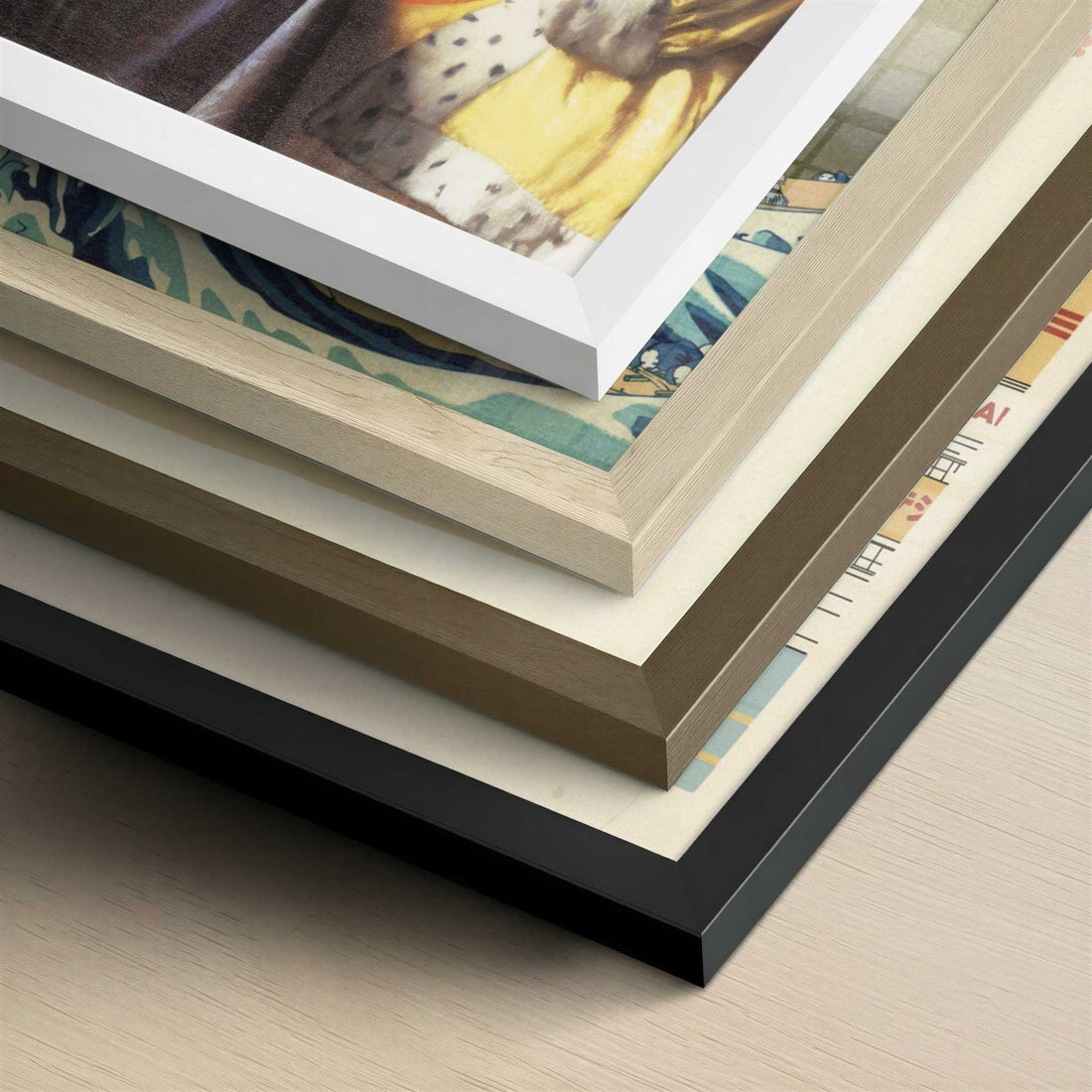 Mistress & Maid (1667–68) by Johannes Vermeer – Art Print - Close-up detail of the different frames