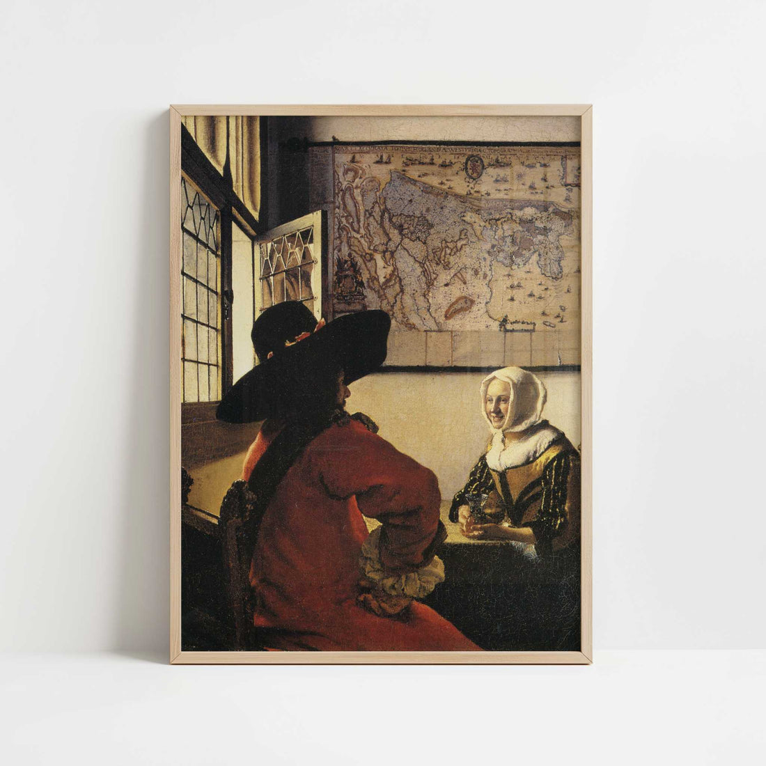 Officer & a Laughing Girl (1658-60) by Johannes Vermeer – Art Print - Art print in oak frame