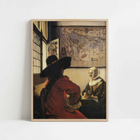 Officer & a Laughing Girl (1658-60) by Johannes Vermeer – Art Print - Art print in oak frame