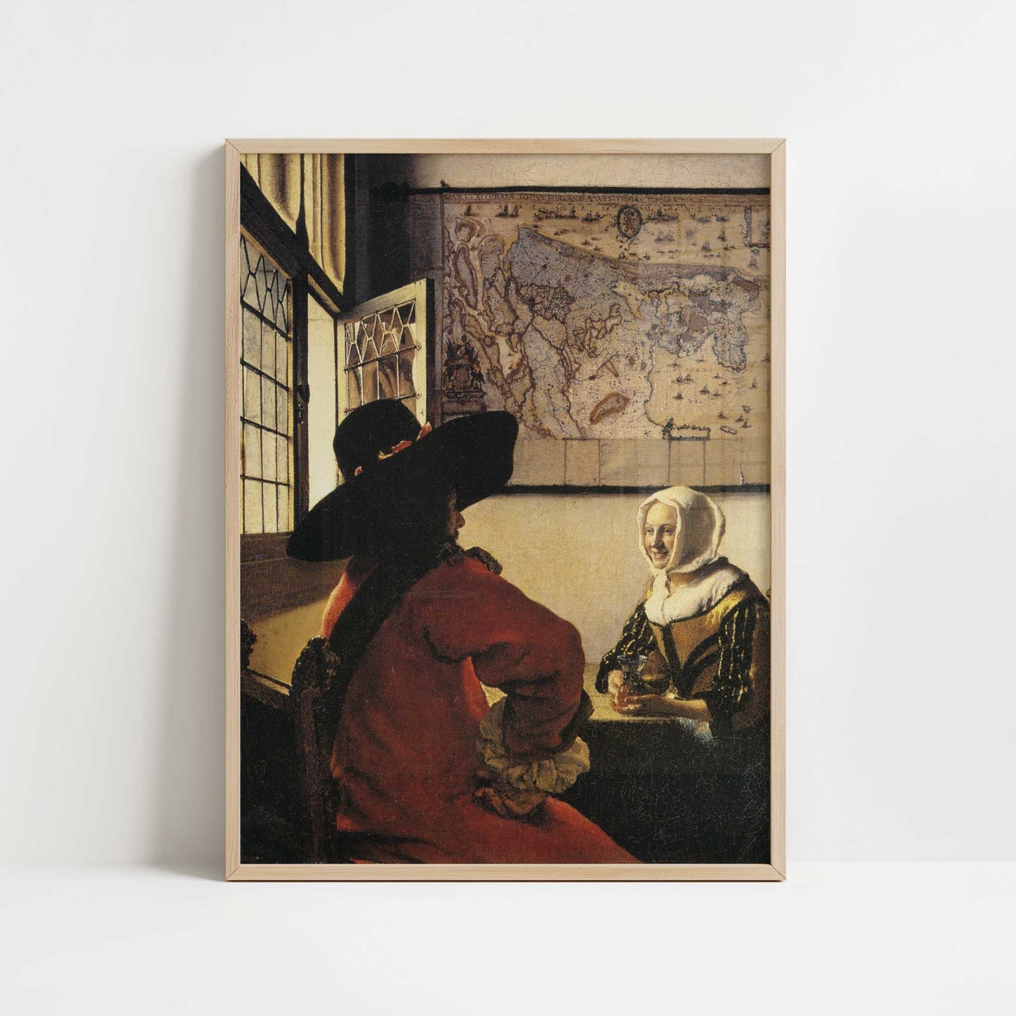 Officer & a Laughing Girl (1658-60) by Johannes Vermeer – Art Print - Art print in oak frame