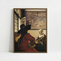 Officer & a Laughing Girl (1658-60) by Johannes Vermeer – Art Print - Art print in dark wood frame