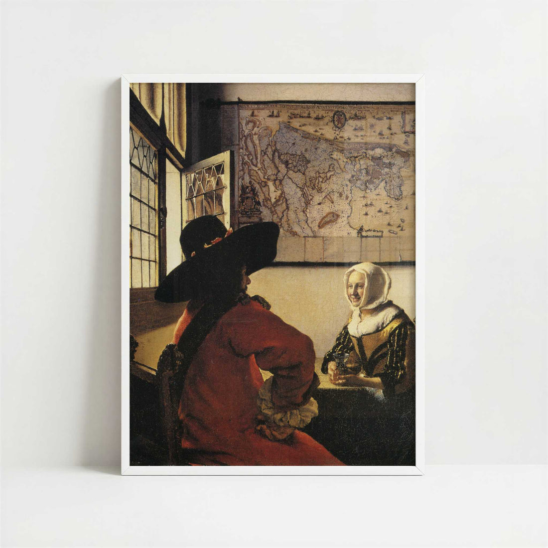 Officer & a Laughing Girl (1658-60) by Johannes Vermeer – Art Print - Art print in white frame