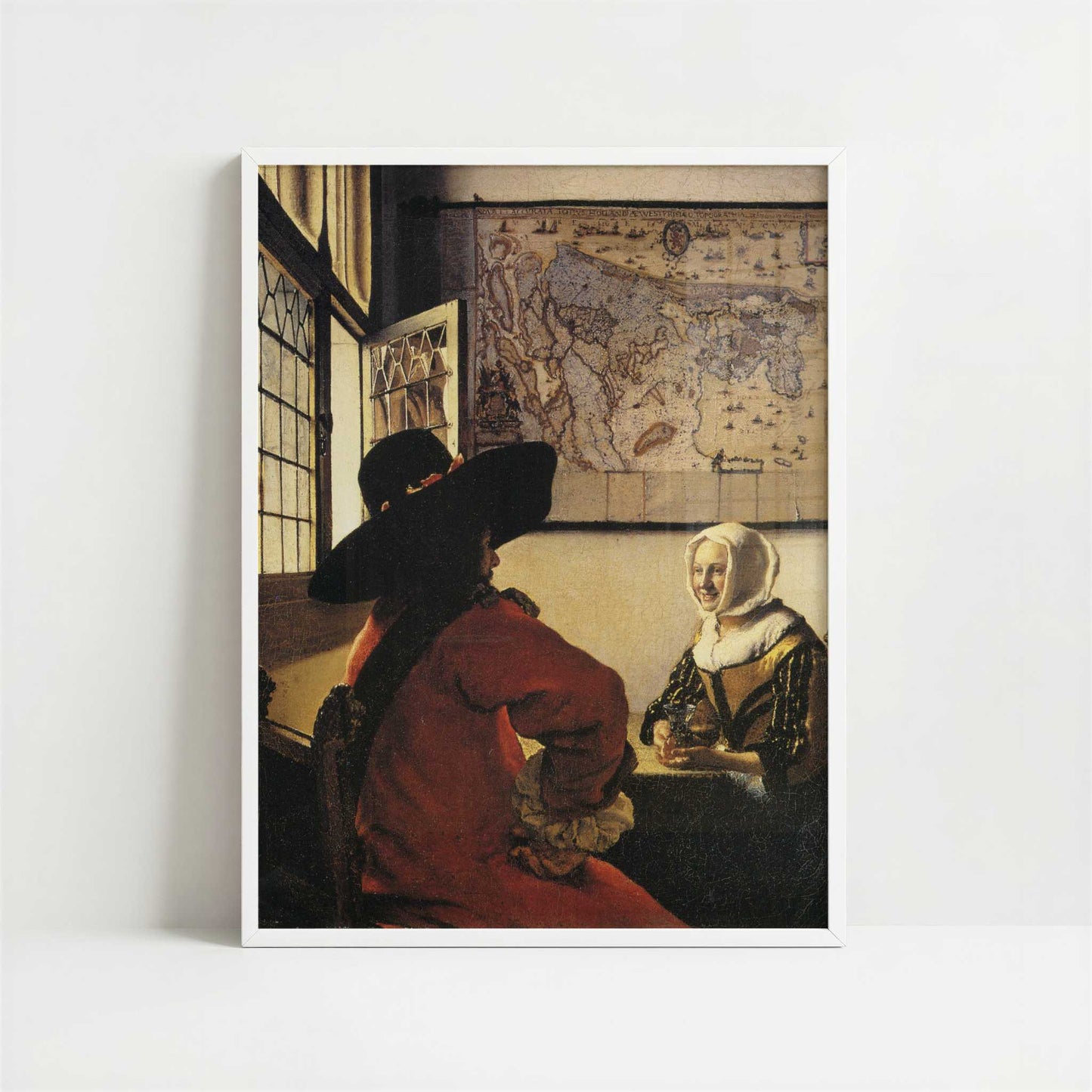 Officer & a Laughing Girl (1658-60) by Johannes Vermeer – Art Print - Art print in white frame