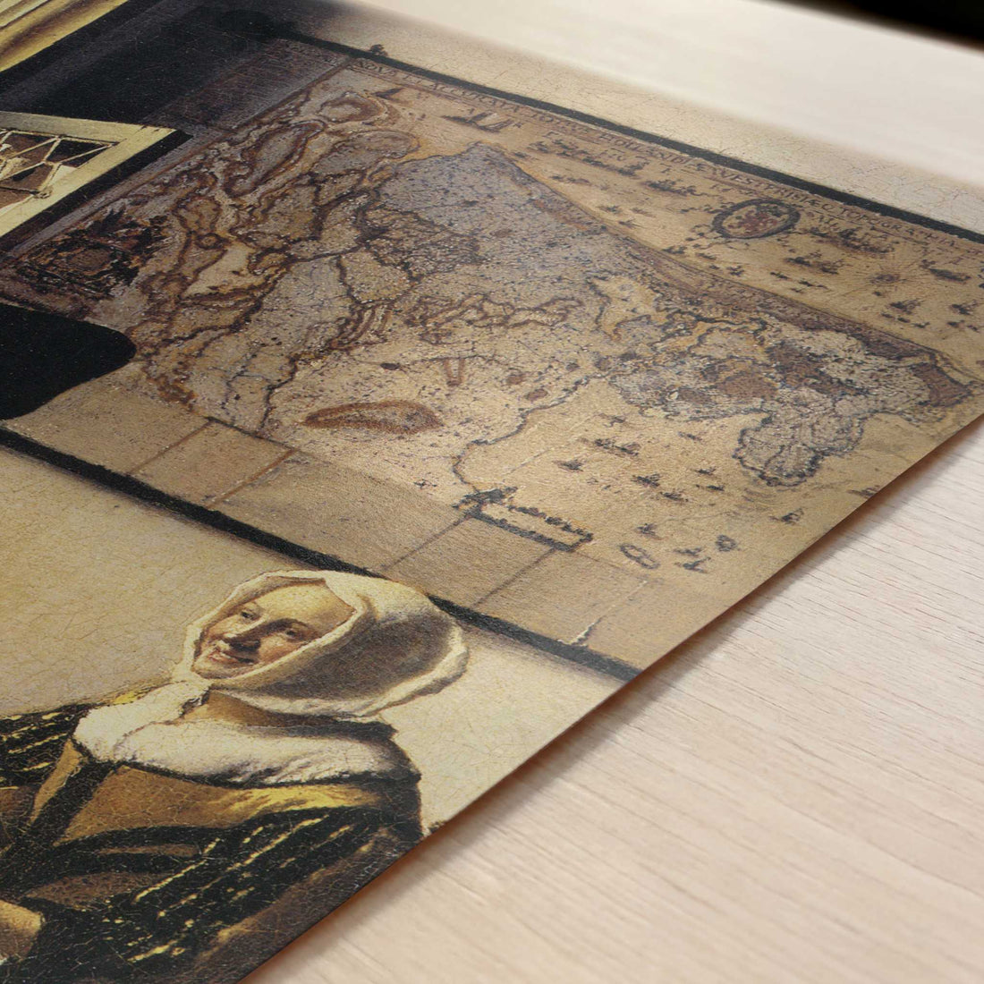 Officer & a Laughing Girl (1658-60) by Johannes Vermeer – Art Print - Close-up detail of the art print