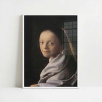 Portrait of a Young Woman (1667) by Johannes Vermeer – Art Print - Art print in white frame
