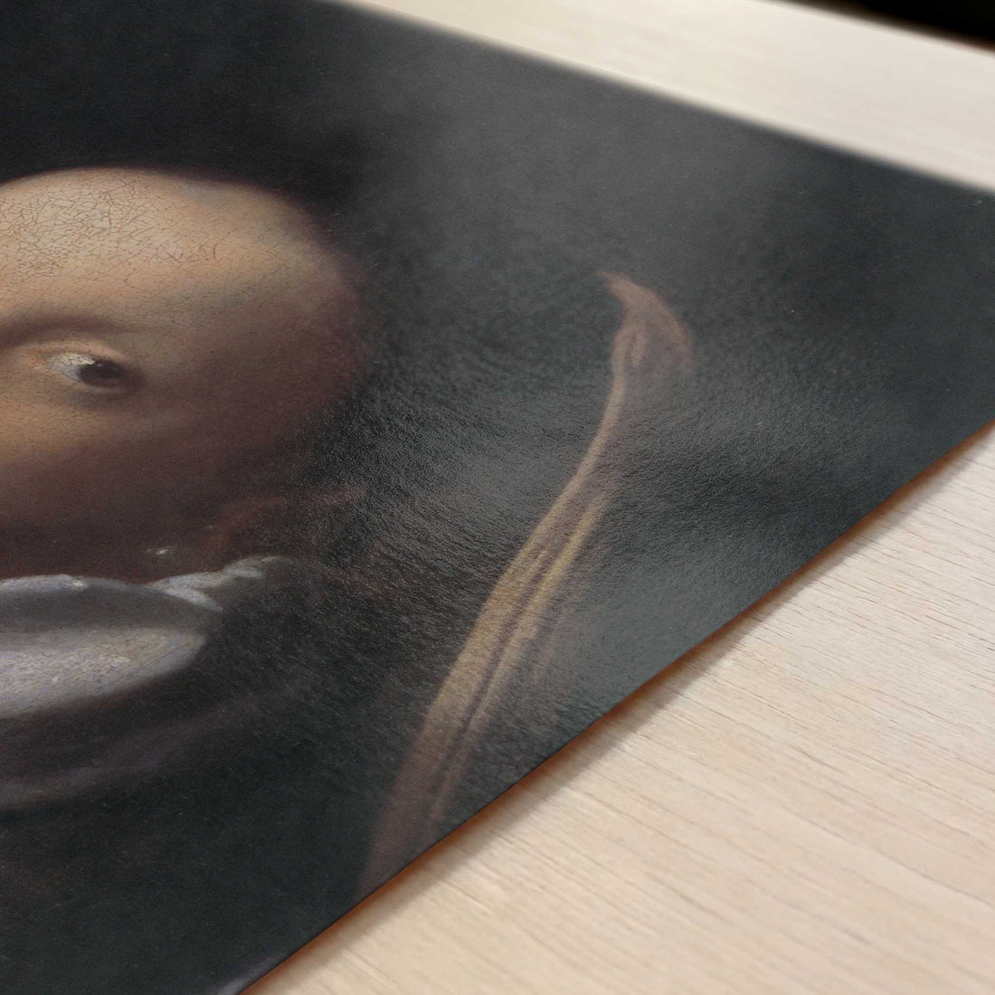 Portrait of a Young Woman (1667) by Johannes Vermeer – Art Print - Close-up detail of the art print