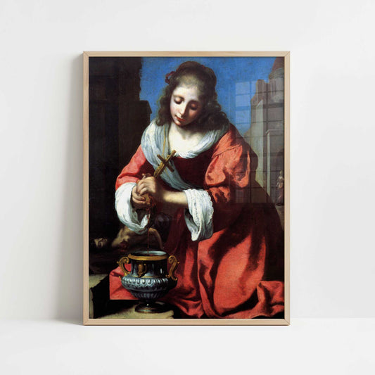 Saint Praxedis (1655) by Johannes Vermeer – Art Print - Art print in oak frame