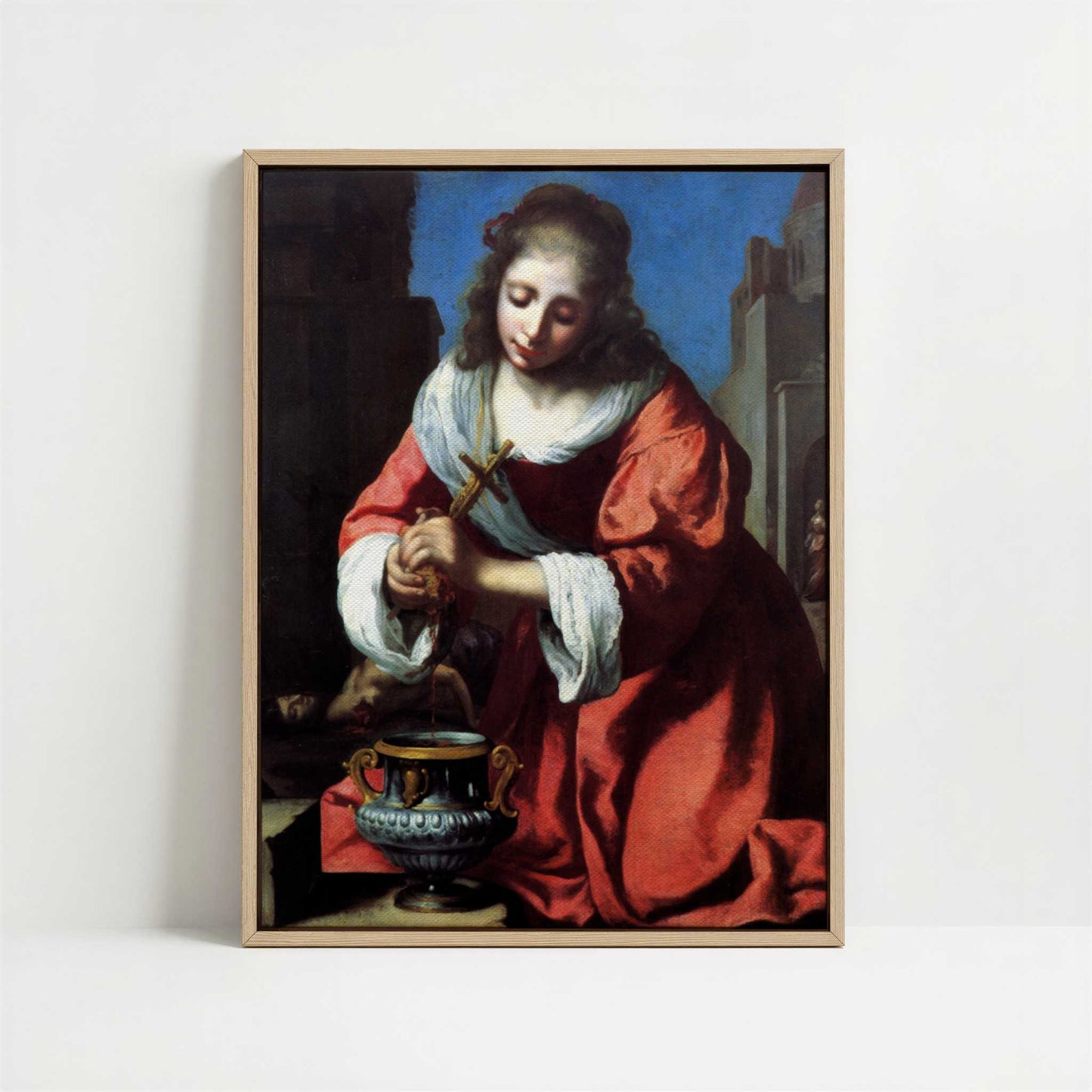 Framed Canvas - Framed canvas in oak color frame