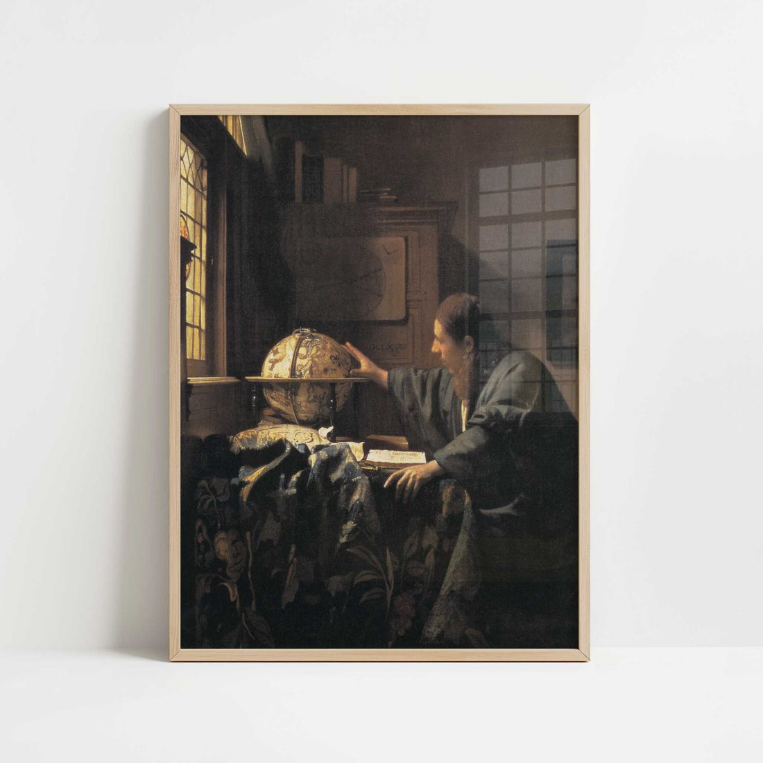 The Astronomer (1668) by Johannes Vermeer – Art Print - Art print in oak frame