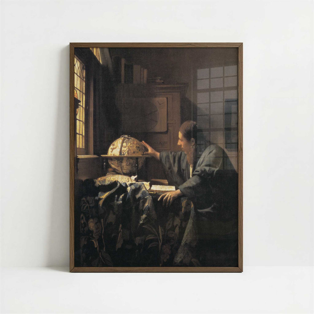 The Astronomer (1668) by Johannes Vermeer – Art Print - Art print in dark wood frame