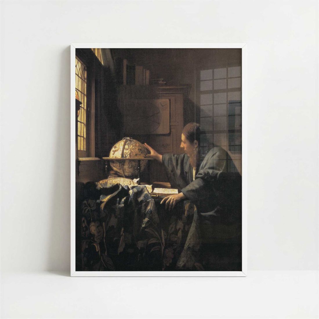 The Astronomer (1668) by Johannes Vermeer – Art Print - Art print in white frame