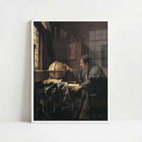The Astronomer (1668) by Johannes Vermeer – Art Print - Art print in white frame