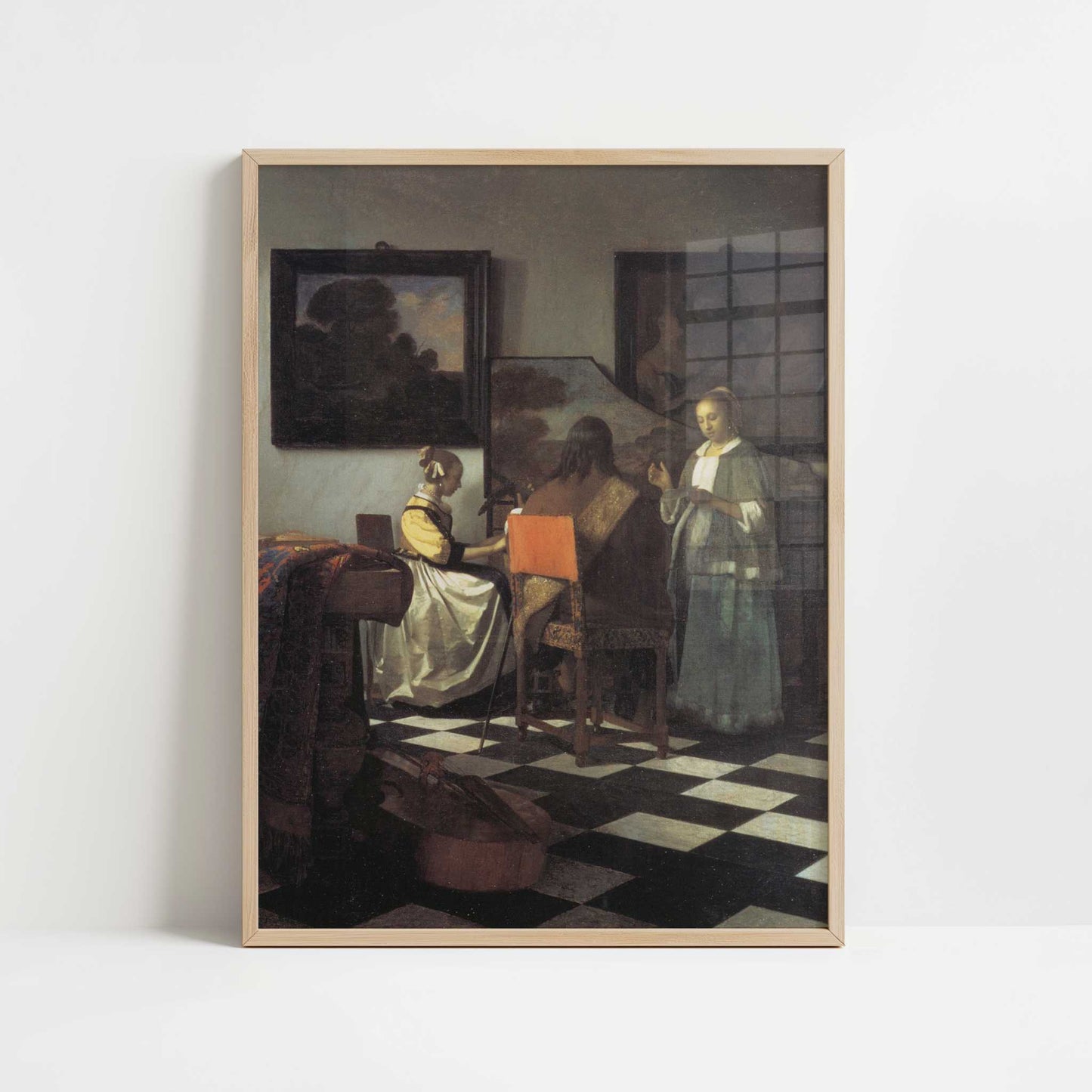 The Concert (1665-66) by Johannes Vermeer – Art Print - Art print in oak frame