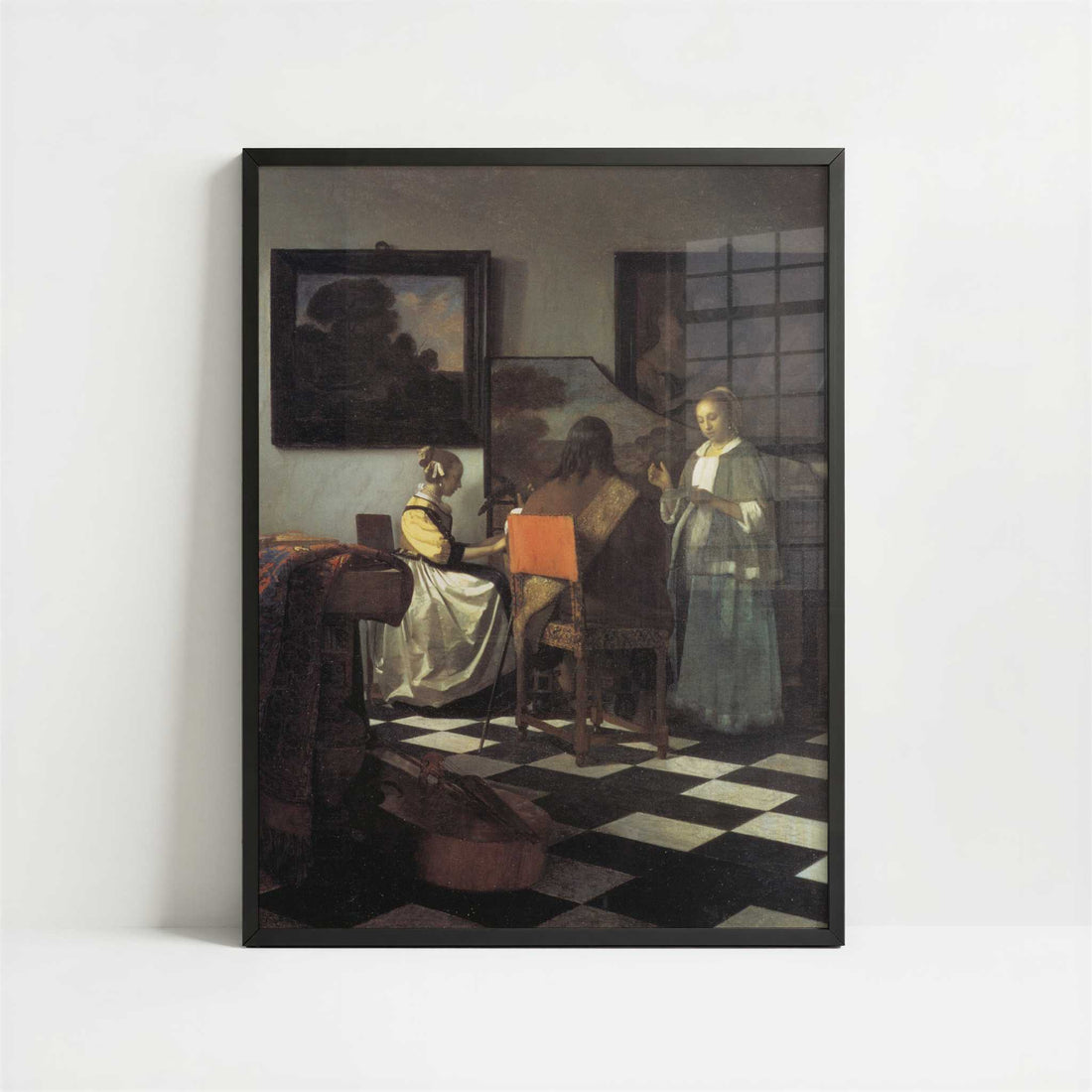 The Concert (1665-66) by Johannes Vermeer – Art Print - Art print in black frame
